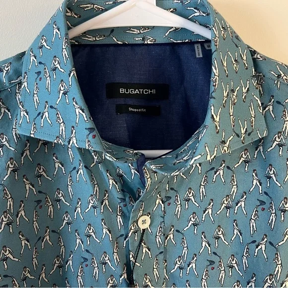 Bugatchi Mens Size Medium NWT Long Sleeve Shirt Dress Man Butterfly Print NWT